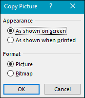 a small window of choosing appearance and format