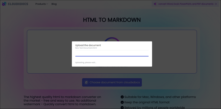 loading page of analysing uploaded html file from user