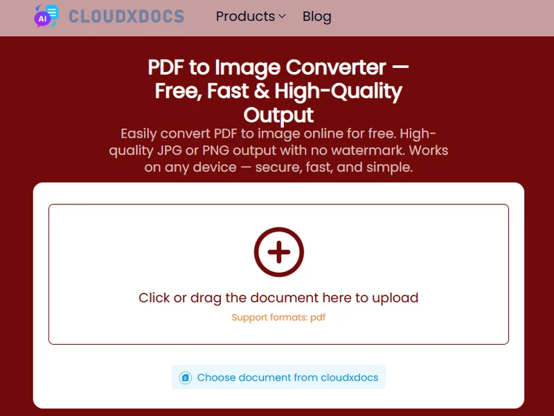 Convert PDF to PNG with CloudXDocs