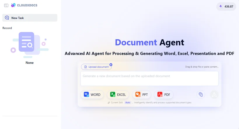 CloudxDocs AI document agent interface