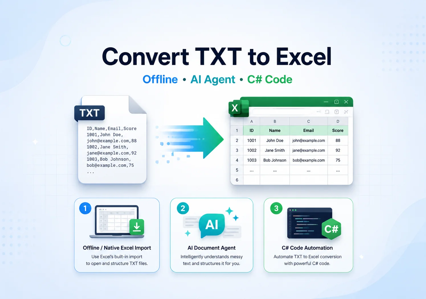 Convert TXT to Excel: 3 Proven Methods (Local, AI, and Code)