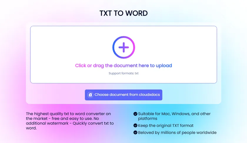 Convert txt to word online