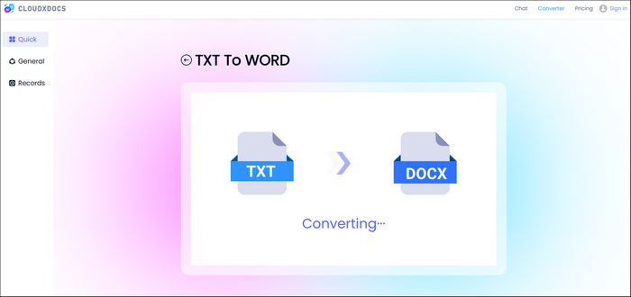 wait for txt to word conversion process