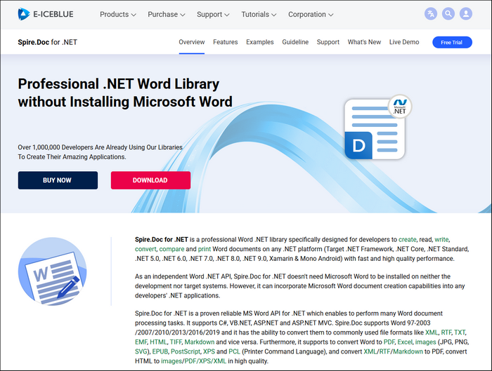 main interface of spire doc for net