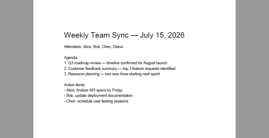 PDF document generated from text using Spire.PDF