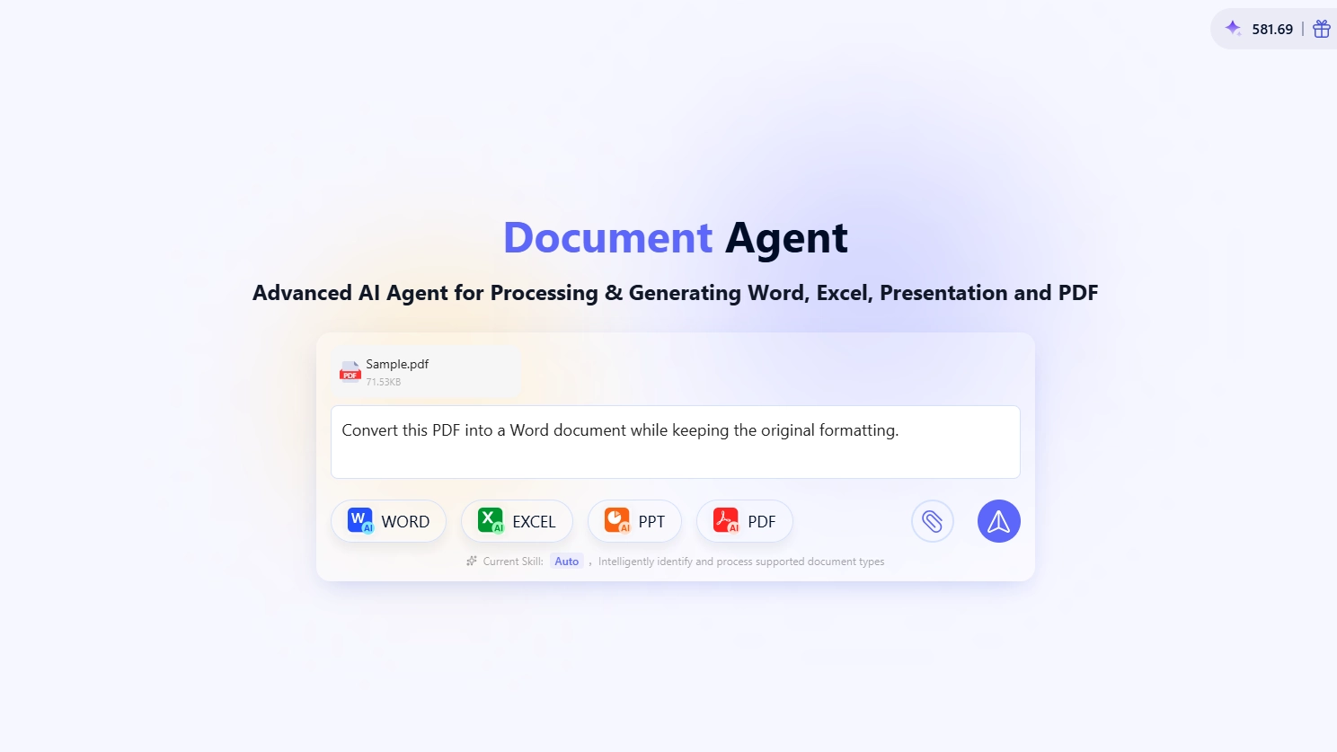 Upload your PDF file and enter a natural language instruction