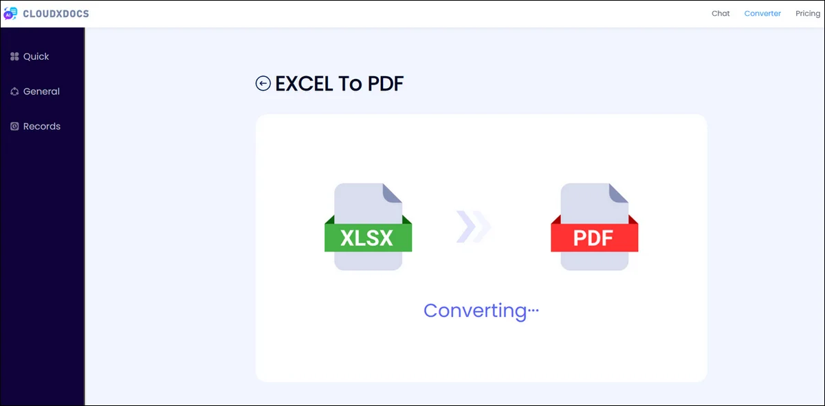 conversion process of cloudxdocs excel to pdf converter