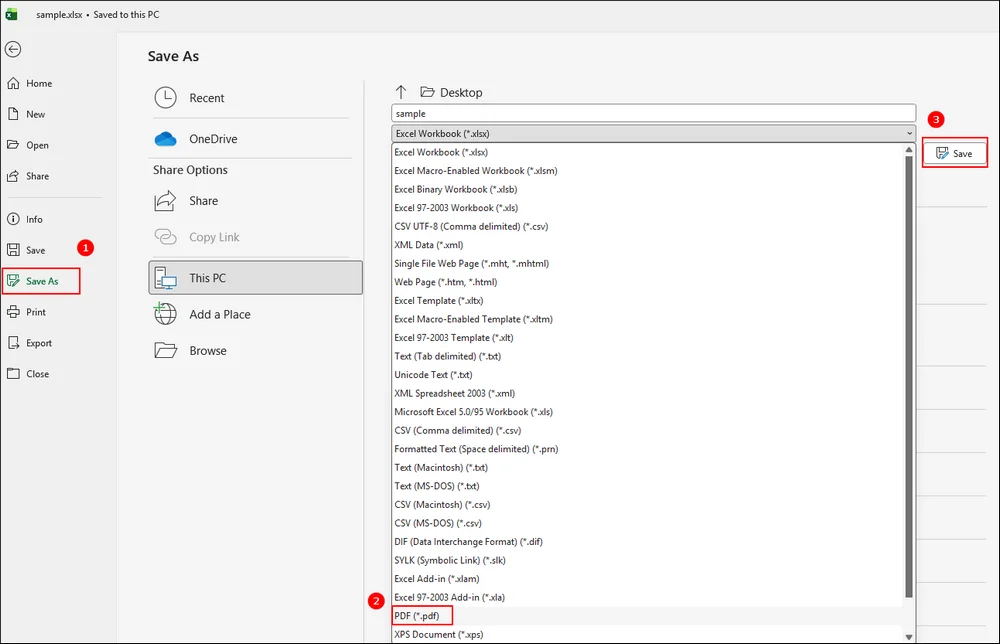 save excel file as pdf format with microsoft excel