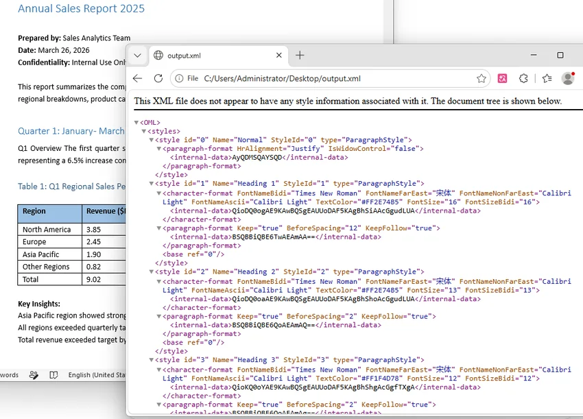 Convert Word to XML in C#