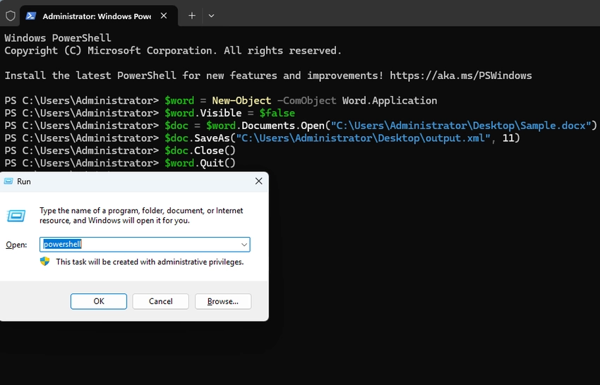 Convert Word to XML with PowerShell