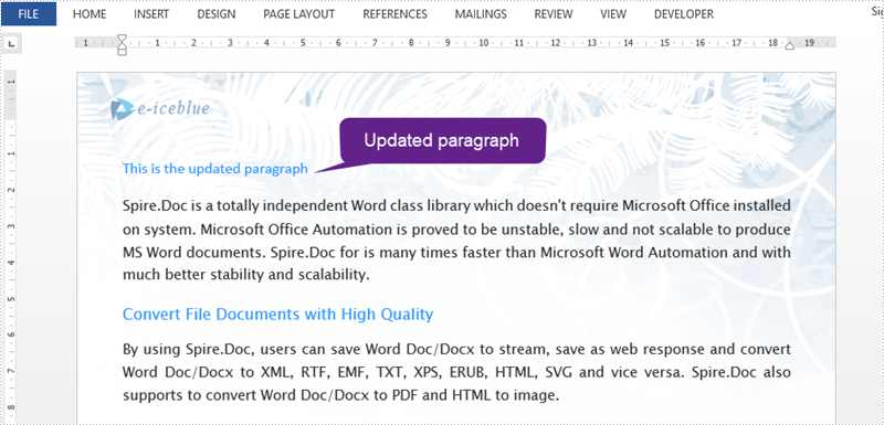 Add, Remove or Edit Paragraphs in Word Using Spire.Cloud.Word