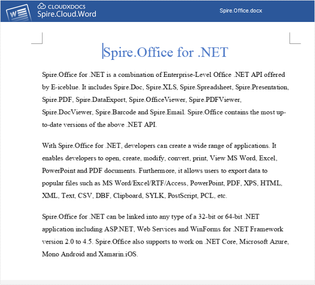 Add/Replace/Delete Paragraphs in Word Document Using Spire.Cloud.Word