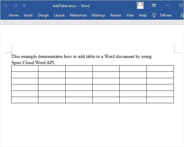 Add Table to Word Document using Spire.Cloud.Word