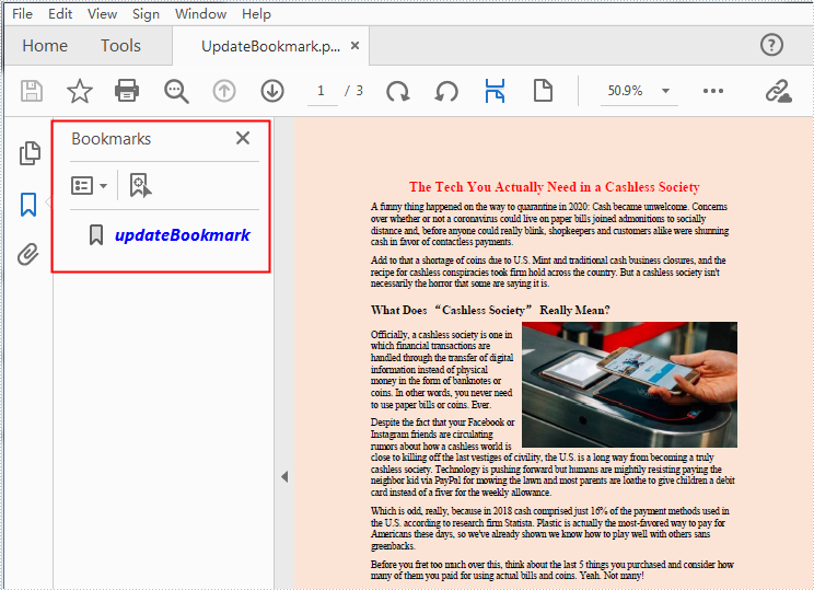 Add, Update, Get and Delete Bookmarks in PDF