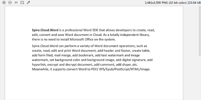 Convert PDF to Image using Spire.Cloud.PDF