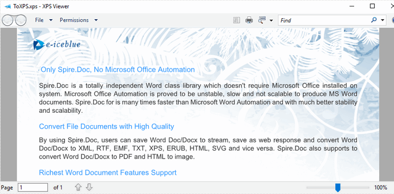 Convert Word to PDF or XPS Using Spire.Cloud.Word