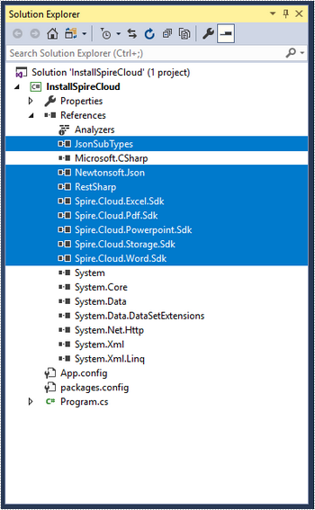 Install Spire.Cloud Web API via NuGet